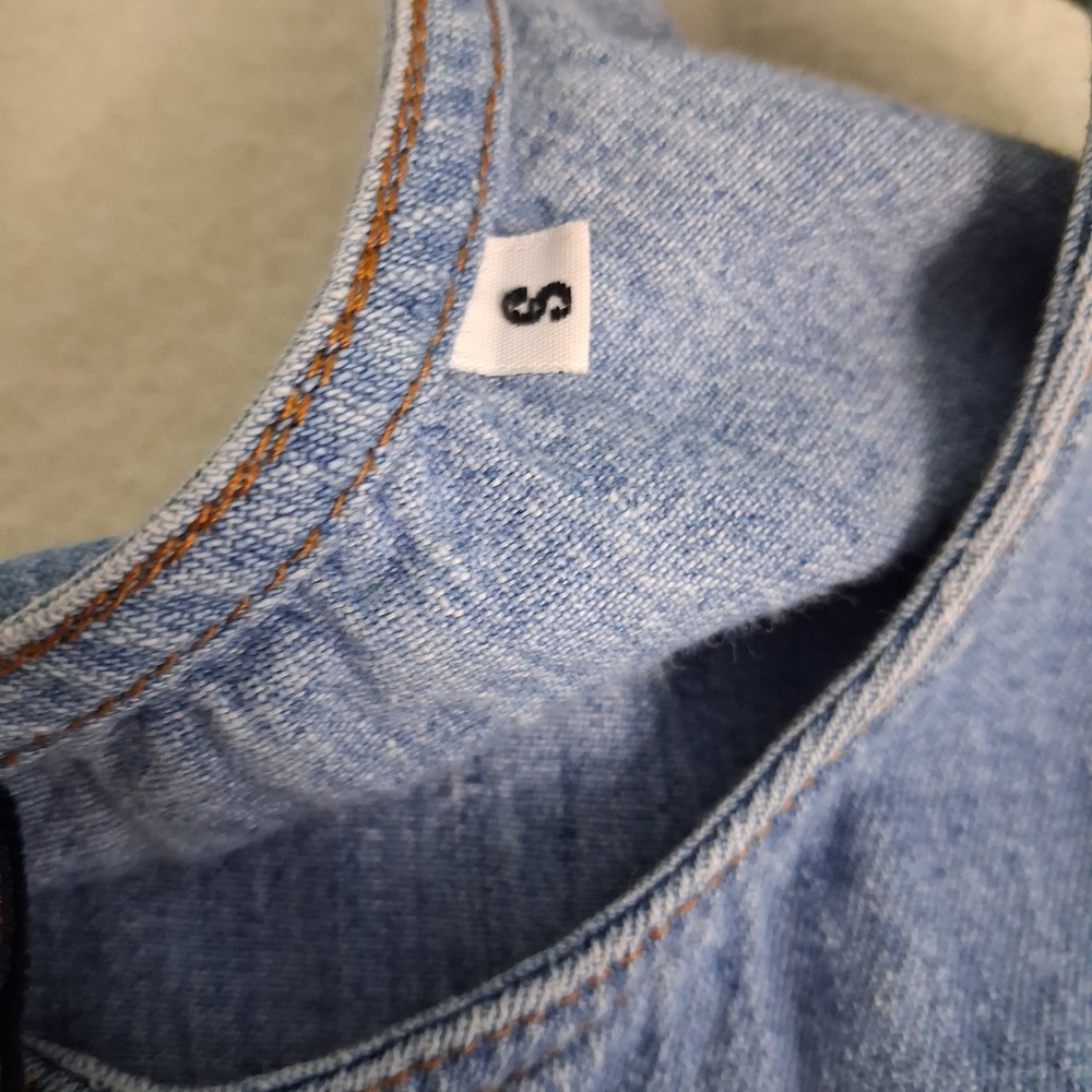 Denim Overall Pinafore Vintage Apron Style Jumper Dress Sleeveless Cottage S - Picture 8 of 14